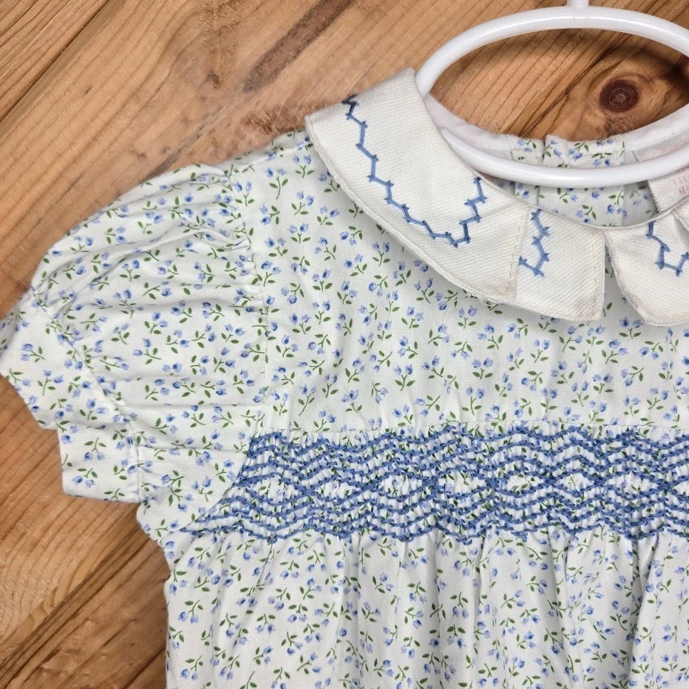 Vintage Allison Ann‎ Floral Bubble Jumpsuit Romper 6-9 Months Prairie Smocked